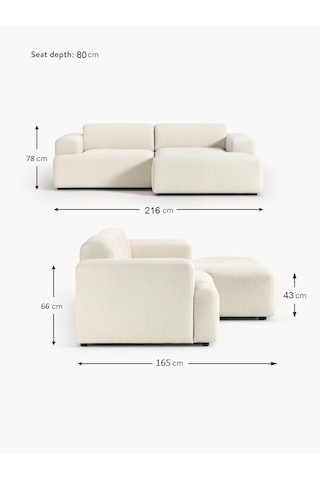 Most Mollista 2 Modül Sağ Köşe Koltuk 01 Kırık Beyaz Keten Kumaş