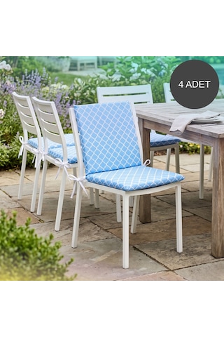 4 Adet 40x40 Cm Arkalıklı Sandalye Minderi Pamuk Polyester Kumaş İpli Sırtlı Mutfak Ve Bahçe Minderi Çok Renkli