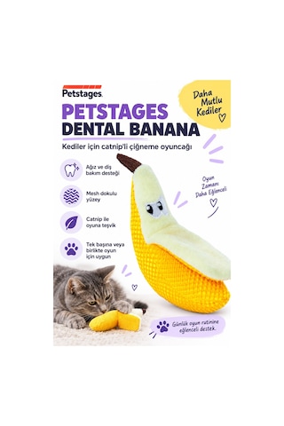 Dental Banana Kediler İçin Catnip'li Çiğneme Oyuncağı - Ağız Ve Diş Bakım Desteği
