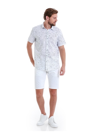 Hatemoğlu Lacivert Comfort Fit Baskılı 100% Pamuk Slim Yaka Kısa Kollu Gömlek 24d190000006 Lb1 Lacivert