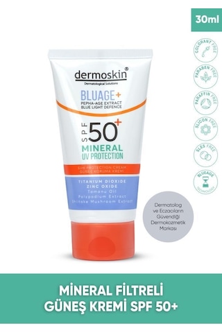 Dermoskin Bluage+ Mineral Filtreli Koruyucu Güneş Kremi SPF50+ 30 ML