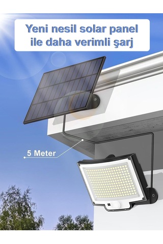 Greentech Güneş Enerjili, Hareket Sensörlü, 228 Boncuk Led Aydınlatma / Gt-sl33 228 Boncuk Led