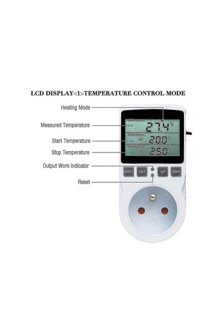 Dijital / Isıtma Ve Soğutma Termostat Soketi Lcd Sıcaklık Kontrolörü, Sera Sıcaklık Kontrolörü/teraryum Termostatı Soket İçin 230v