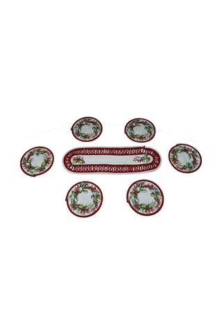 E38 El İşçiliği Yemek Seti Jüt Sepet,runner,supla Sunum Tabak Altlığı - 6167 Karışık