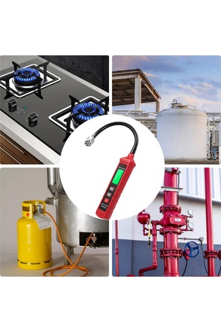 Yaozixa My6310a+ Kırmızı Taşınabilir Yakıcı Gaz Tespit Cihazı, 8 İnç Sondalı, Doğalgaz/propan/metan Sızıntı Kontrolü, Pil İçermez