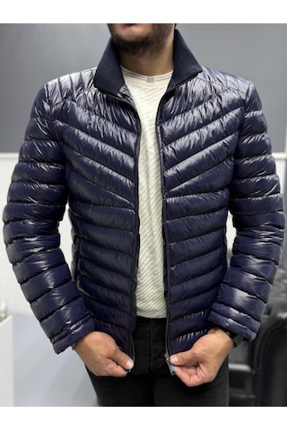 Avni Ceylan Erkek Parlak Şık Slim Fit Kışlık Şişme Mont Lacivert