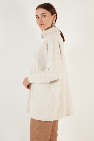 Lela Yarım Fermuarlı Oversize Triko Bayan Kazak 4616079 Krem