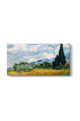 Vincent Van Gogh - Selvi Ağaçlı Buğday Tarlası Tablosu 120 X 60