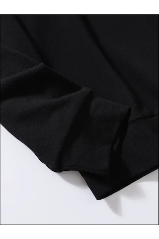 Blackjack Giyim Jus Baskılı Oversize Erkek Cepli Sweatshirt Siyah