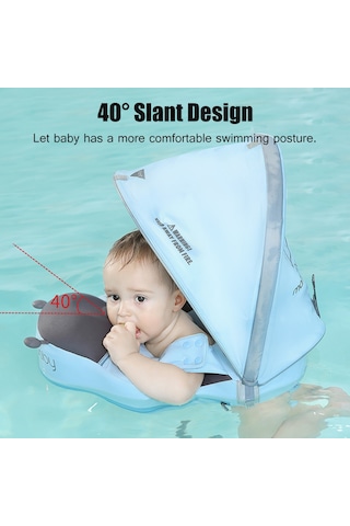 Moveevo Mambobaby Şişirmesiz Bebek Yüzme Simidi: 8-36 Aylık, Su Geçirmez & Güneşlikli