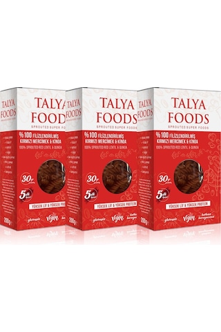 Talya Foods Glutensiz Vegan Kırmızı Mercimek & Kinoa Makarna 3 x 200 G