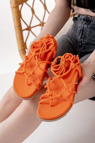 Aymood 1001-1001 Orange Bilekten Bağcıklı Kadın Sandalet Turuncu