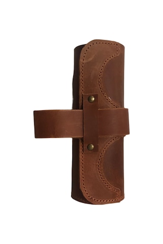 Deri Rulo Kalemlik Özel Tasarım Camel Kahve El İşçiliği