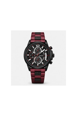Velucci Maraz Silikon Kordon Erkek Kol Saati Bordo Siyah Kadran Sport Analog Takvimli