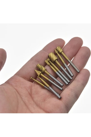 10 Parça Hss Titanyum Ahşap İçin Freze Uç Seti Mini Gravür Makina