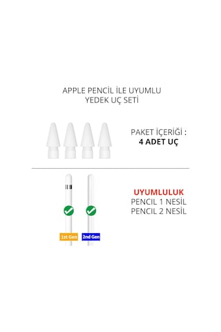 Novstrap Pencil 1-2 Nesil Uyumlu Yedek Uç 4 Adet Yedek Pencil Ucu Pencil Tips