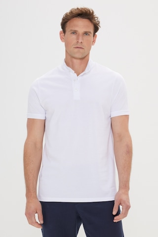 AC&Co / Altınyıldız Classics Erkek Beyaz Slim Fit Dar Kesim Dik Yaka Tişört Beyaz