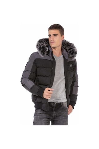 Cipo & Baxx Cm182 Kürklü Çift Renk Şişme Mont Siyah