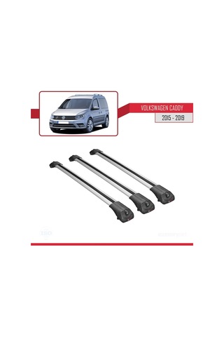 Volkswagen Caddy 2015-2019 Arası İle Uyumlu Ace-1 Ara Atkı Tavan Barı Gri 3 Adet Bar