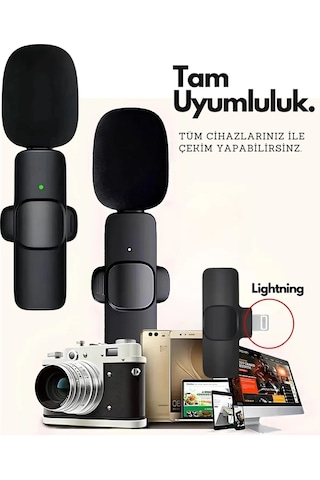 Type-c Çiftli Kablosuz Yaka Mikrofon Seti Telefon Vlog Canlı Yayın Tiktok Youtube Uyumlu