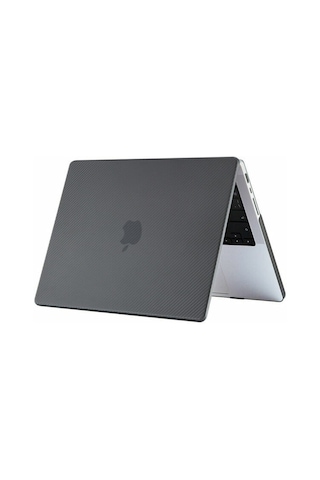 Arabulalaca Macbook Pro 14 2021 A2442 Koruma Karbon Desenli Kılıf Siyah