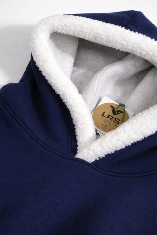 Kapşonlu Peluş Detaylı Sweatshirt Mavi