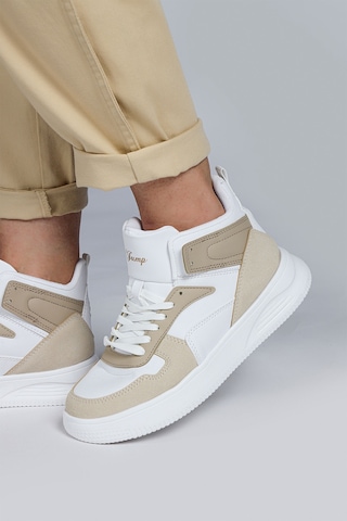 Jump 29100 Yüksek Bilekli Bej - Beyaz Kadın Sneaker Günlük Spor Ayakkabı Bej - Beyaz