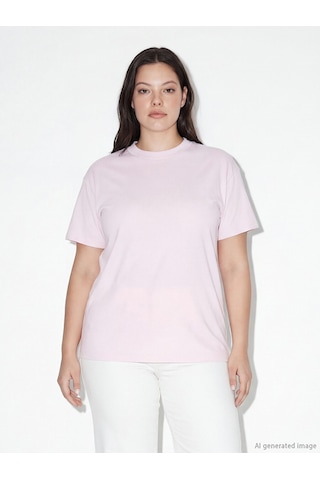 Lcw Modest Pembe Bisiklet Yaka Kadın Tişört