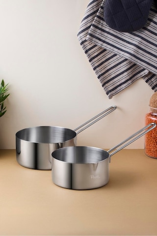 Cookpro Paslanmaz Çelik 2'li Sos Tencere Seti 14-16 Cm Silver Metalık Metalik
