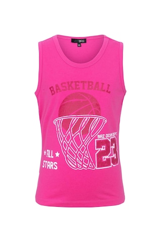 Brz Kids Basketbol Baskılı Kız Çocuk Sıfır Kol T-shirt-fuşya Fuşya