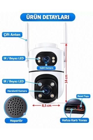 İcsee Set 8 Kameralı 4 Sabit+4 Hareketli Akıllı Güvenlik Kamera Seti 64gb Hafıza Kartlı