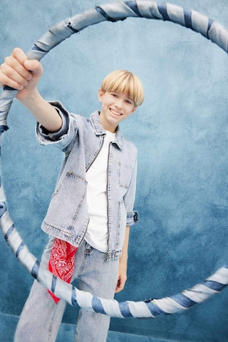 Defacto Erkek Çocuk Polo Yaka Jean Ceket F3152a825aunm39 Mavi