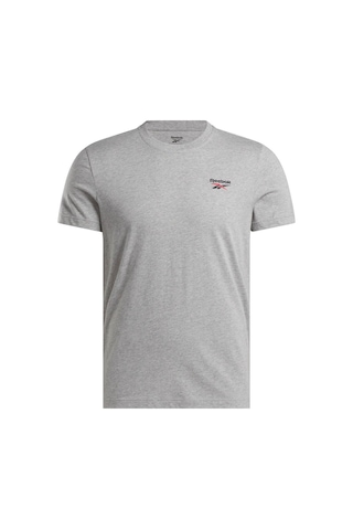 Reebok Id Small Logo Tee Gri Erkek Kısa Kol T-shirt 000000000102017970 Gri-kırmızı