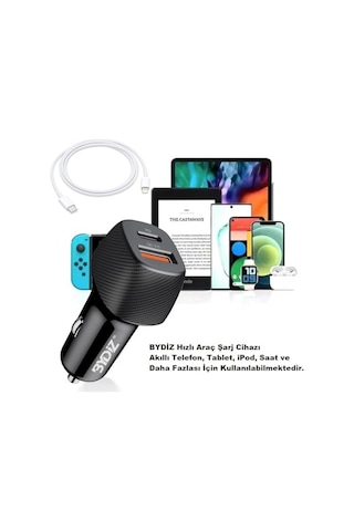 Bydiz By-38l Hızlı Araç Şarj Cihazı 38w Çakmaklık Şarj Aleti Apple İphone 14/13/12/11/pro/max