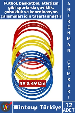 Antrenmanmalzemesi Futbol Basketbol Spor Koordinasyon Çabukluk Çantalı Antrenman Çemberi 12'li Set Çok Renkli