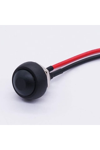 12mm Pbs-33b 2 Pin Push Buton Siyah 20cm Kablolu On Off 1a 250v Mini Yuvarlak Su Geçirmez Anahtar