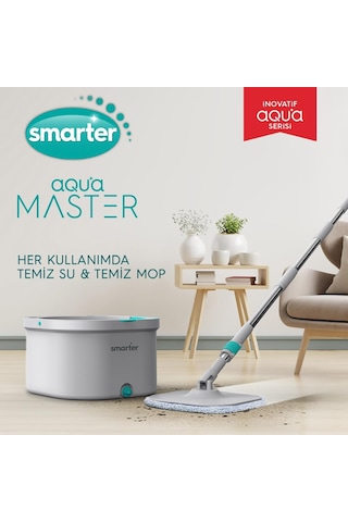 Smarter Aqua Master 4 Adet Mikrofiber Mop Temiz Kirli Suyu Ayırma Özelliği Otomatik Temizlik Seti Paspas