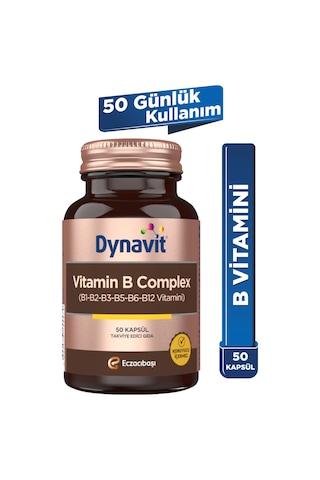 Dynavit Vitamin B Complex 50 Kapsül - B1, B2, B3, B5, B6, B12 Vitamini- Enerji Dynavit Vitamin B Complex 50 Kapsül - B1, B2, B3, B5, B6, B12 Vitamini- Enerji