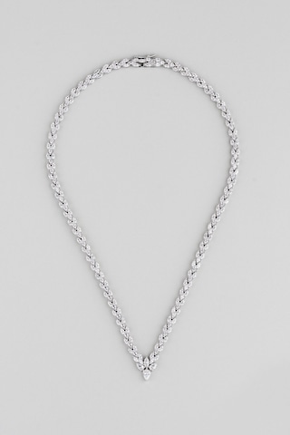 Yıldızlı Geceler 18 Ayar Beyaz Altın Kaplama Gümüş Tasarım Gerdanlık Beyaz