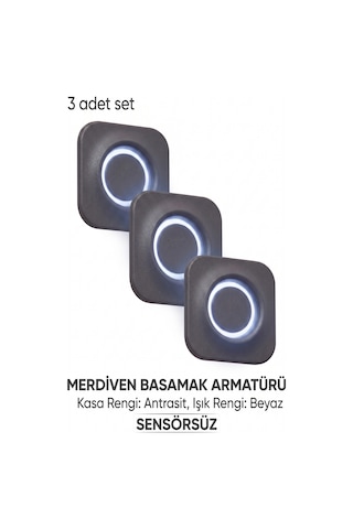 3 Adet Kare Sensörsüz Beyaz Işık Led Spot Merdiven Basamak Ve Koridor Armatürü Diğer