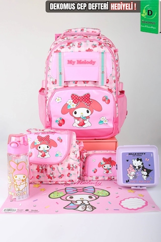X Dekomus Lisanslı My Melody Sweet Berry Collection Okul,termoslu Beslenme Ve Kalem Çantası,beslenme Kabı,matara Açık Gri