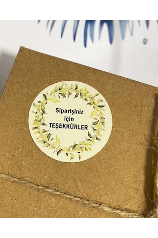Siparişiniz İçin Teşekkürler Çelenkli Yuvarlak Yapışkanlı Etiket 4 x 4 CM 106 Adet