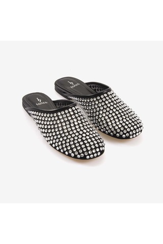 Kemal Tanca Taşlı Kadın Terlik T5 Siyah-gümüş Siyah - Gümüş