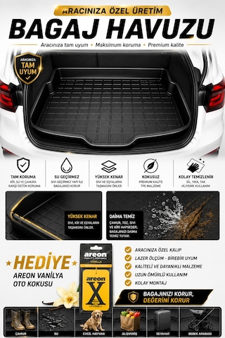 Ford Fiesta 2007 Model 3d Uyumlu 3d Lazer Kesim Bagaj Havuzu Kokusuz-tam Uyumlu