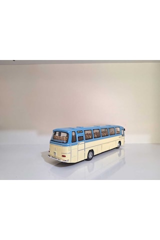 1:24 Ölçek 25 Cm Mercedes-benz O302 Sesli Işıklı Metal Model Otobüs Mavi Renk