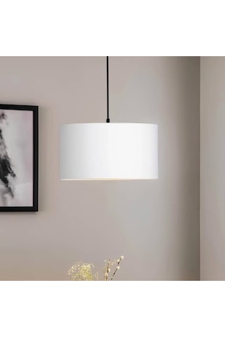 Dekoratif Mini Tekli Kumaş Sarkıt Hol Mutfak Çalışma Odası Avize Krem Krem