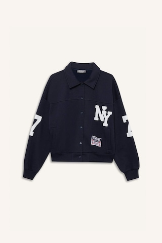 Defacto Coool Polo Yaka Baskılı Çıtçıtlı Bomber Ceket F9241ax25wnnv241 Lacivert