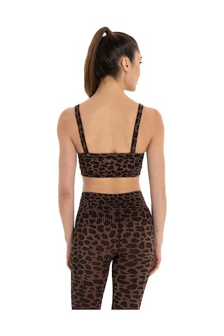 Inguz Leopar Desen Seamless Bra Kahverengi - Siyah