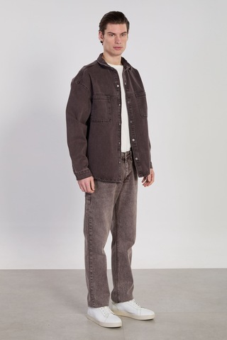 Barrels And Oıl Erkek Çift Cep Çıtçıtlı Denim Ceket - Kahve Tint Kahve Tint