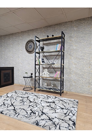 Siyah Boyalı Kitaplık - 5 Raflı Suntalem Lüks Kitaplık Luanda Gol Çok Renkli